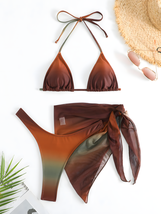 Sexy Ombre Bikini Trio Set