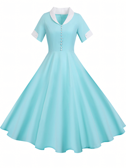 Retro Hepburn Style Swing Midi Dress