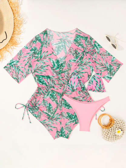 Leaf Print Bikini Trio