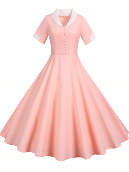 Retro Hepburn Style Swing Midi Dress