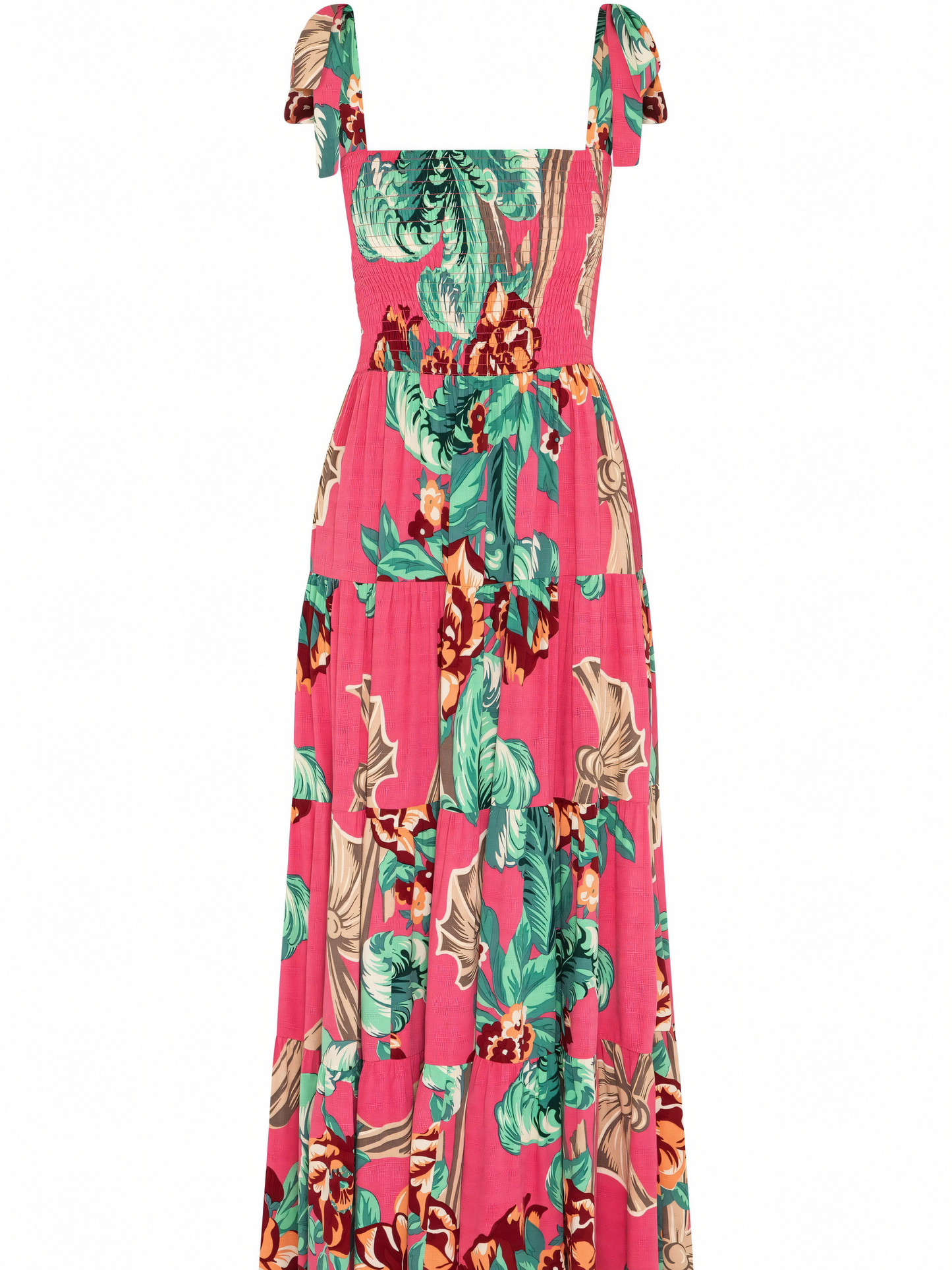 Pink Print Strap Maxi Dress
