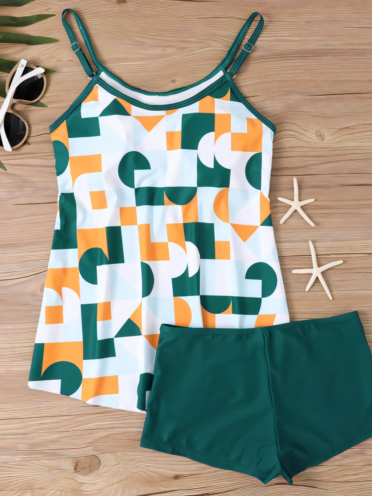 Printed Boxer Shorts Tankini Set