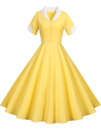 Retro Hepburn Style Swing Midi Dress