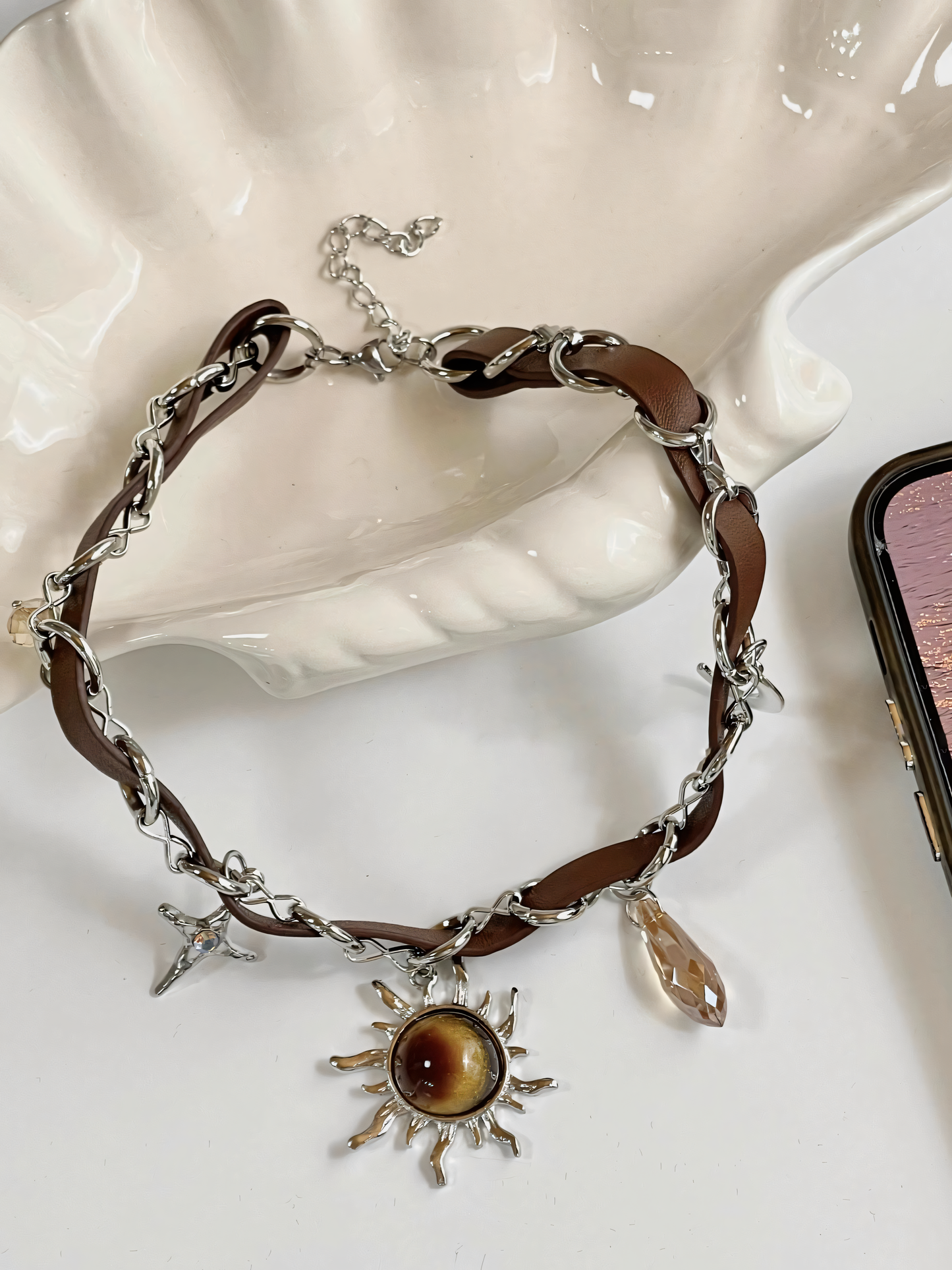 Vintage Sunflower Rock Necklace