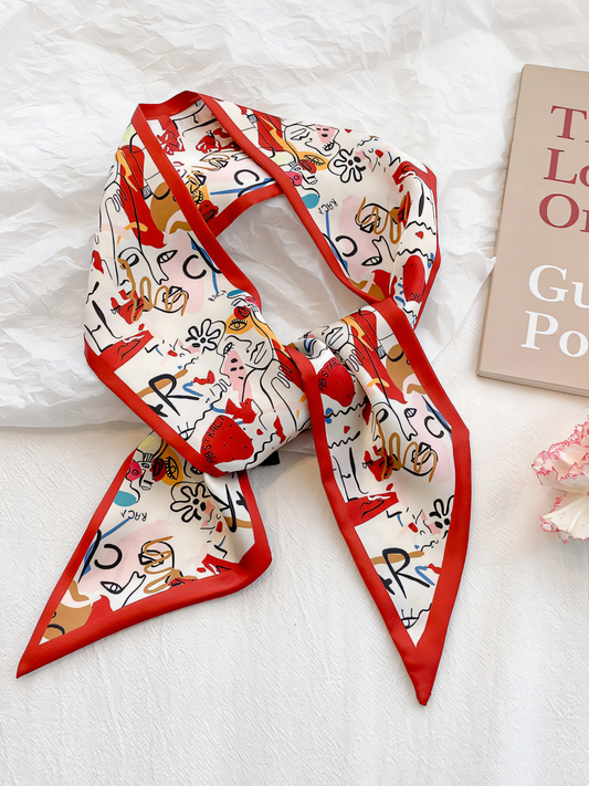 Graffiti Print Silk Scarf