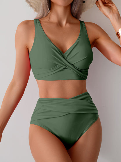 Solid Color High-waist Bikini