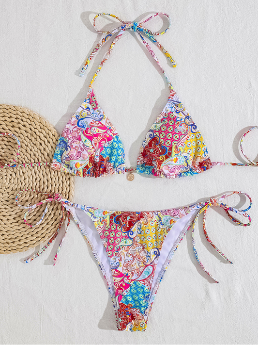Colorful Printed String Bikini