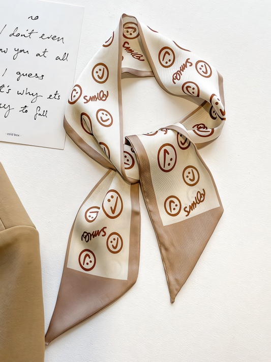 Smiley Printed Silk Scarf