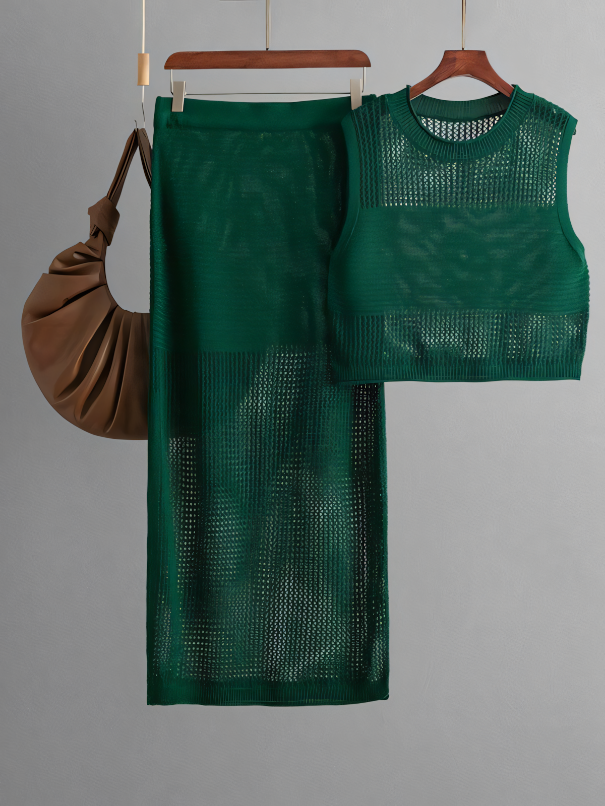 Knit Slit Half Body Skirt Two Piece