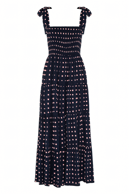 Polka Dot Print Suspender Maxi Dress