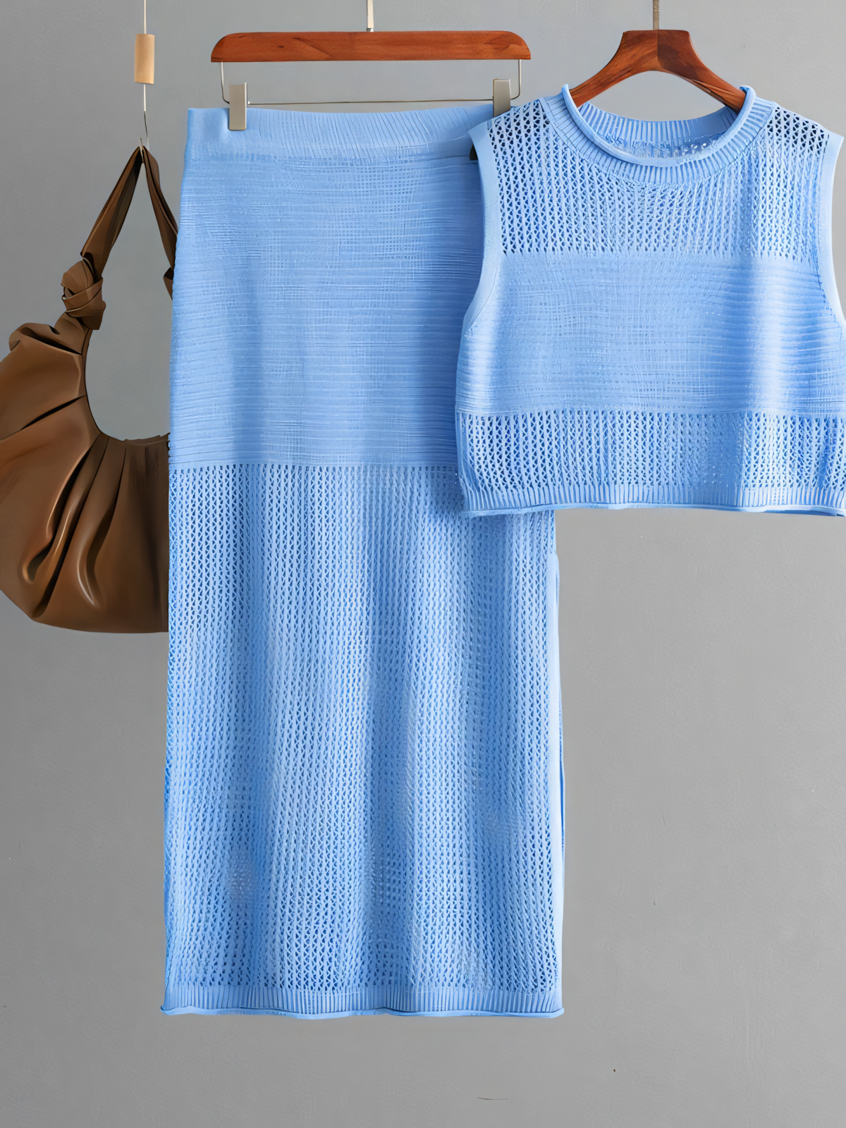 Knit Slit Half Body Skirt Two Piece