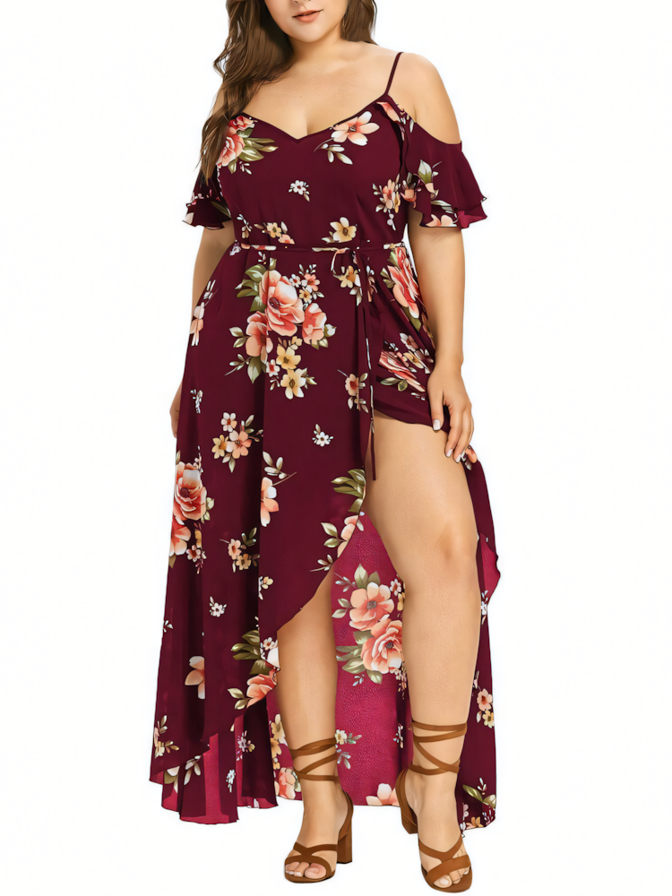 Print Sexy Slip Maxi Dress