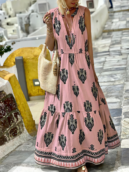 Sleeveless Bohemia Printed Maxi Dress