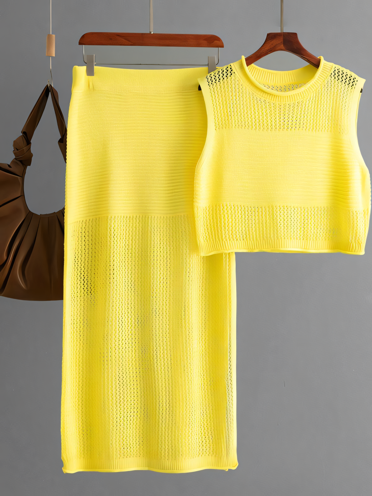 Knit Slit Half Body Skirt Two Piece