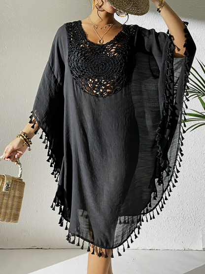 Crochet Panels with Tassels Cover-up