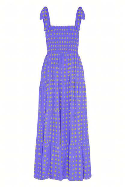 Polka Dot Print Suspender Maxi Dress