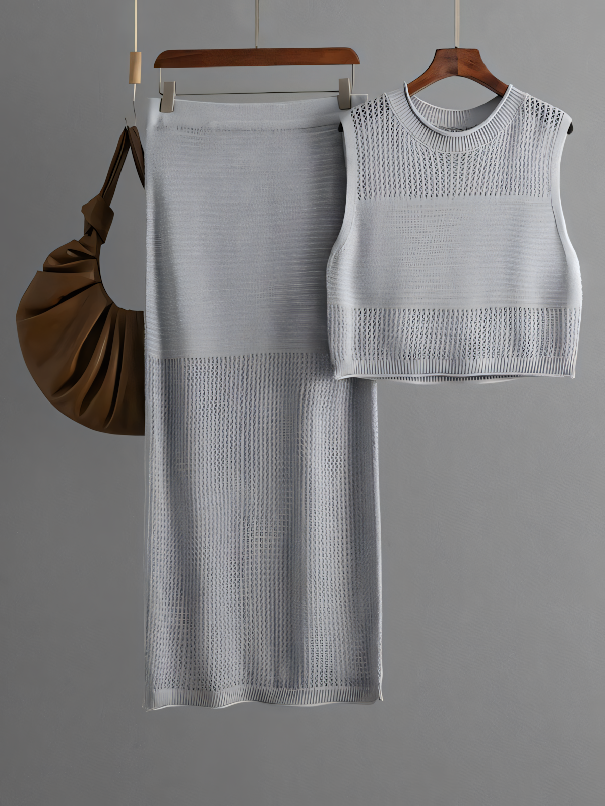 Knit Slit Half Body Skirt Two Piece