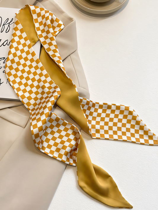Plaid Printed Silk Scarf