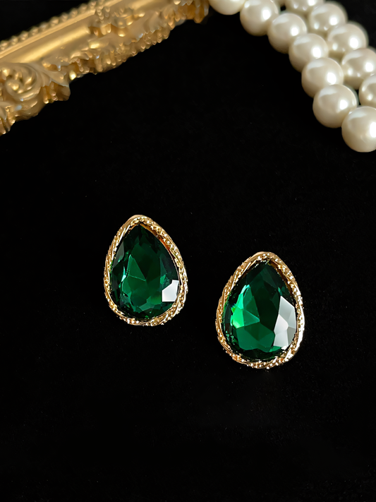 Vintage Green Teardrop Earrings