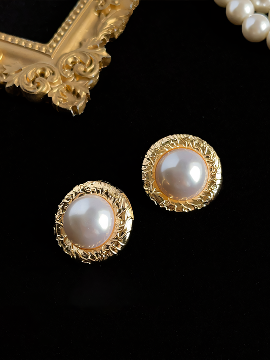 Vintage Round Pearl Fashion Earrings