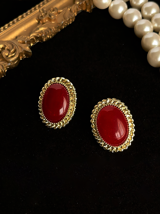 Vintage Oval Red Fashion Earrings