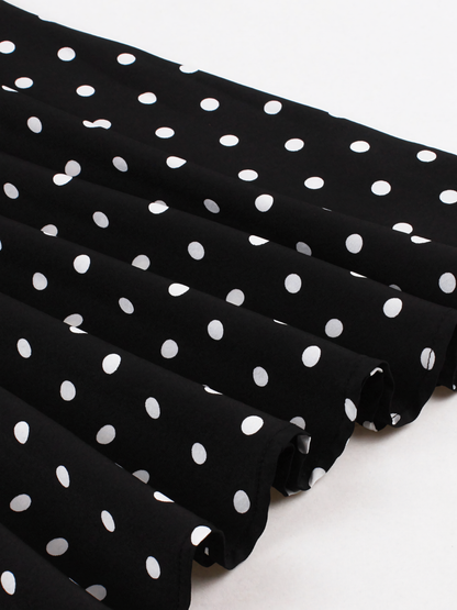 Polka Dots Print Patchwork V-neck Midi Dress