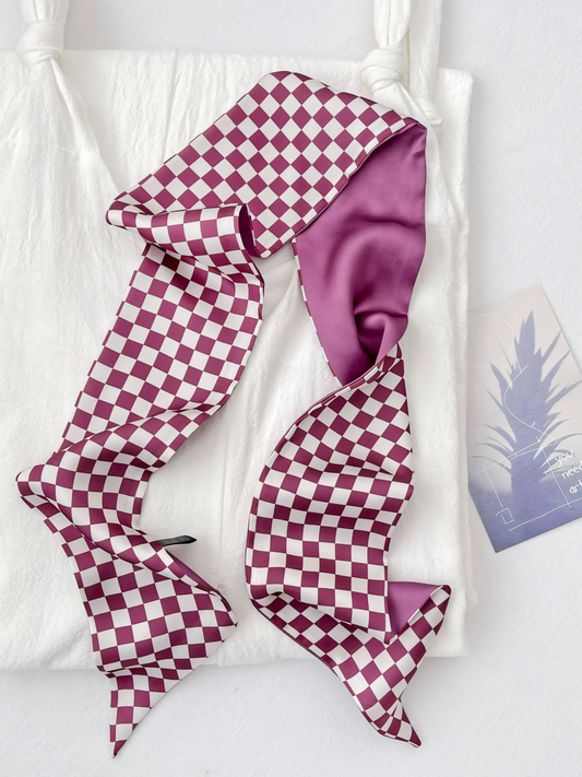 Purple Plaid Silk Scarf