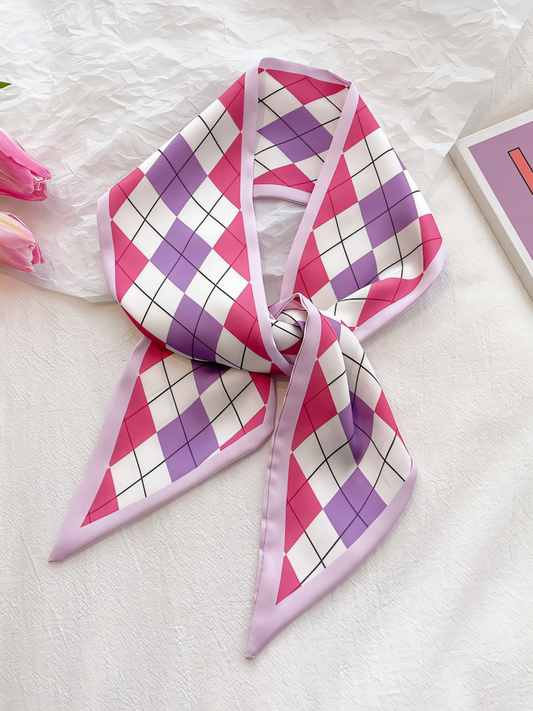 Purple Plaid Silk Scarf