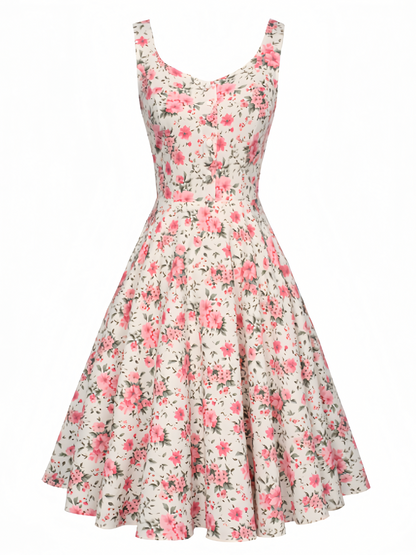 Floral Printed Button Midi Dress