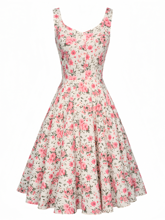 Floral Printed Button Midi Dress