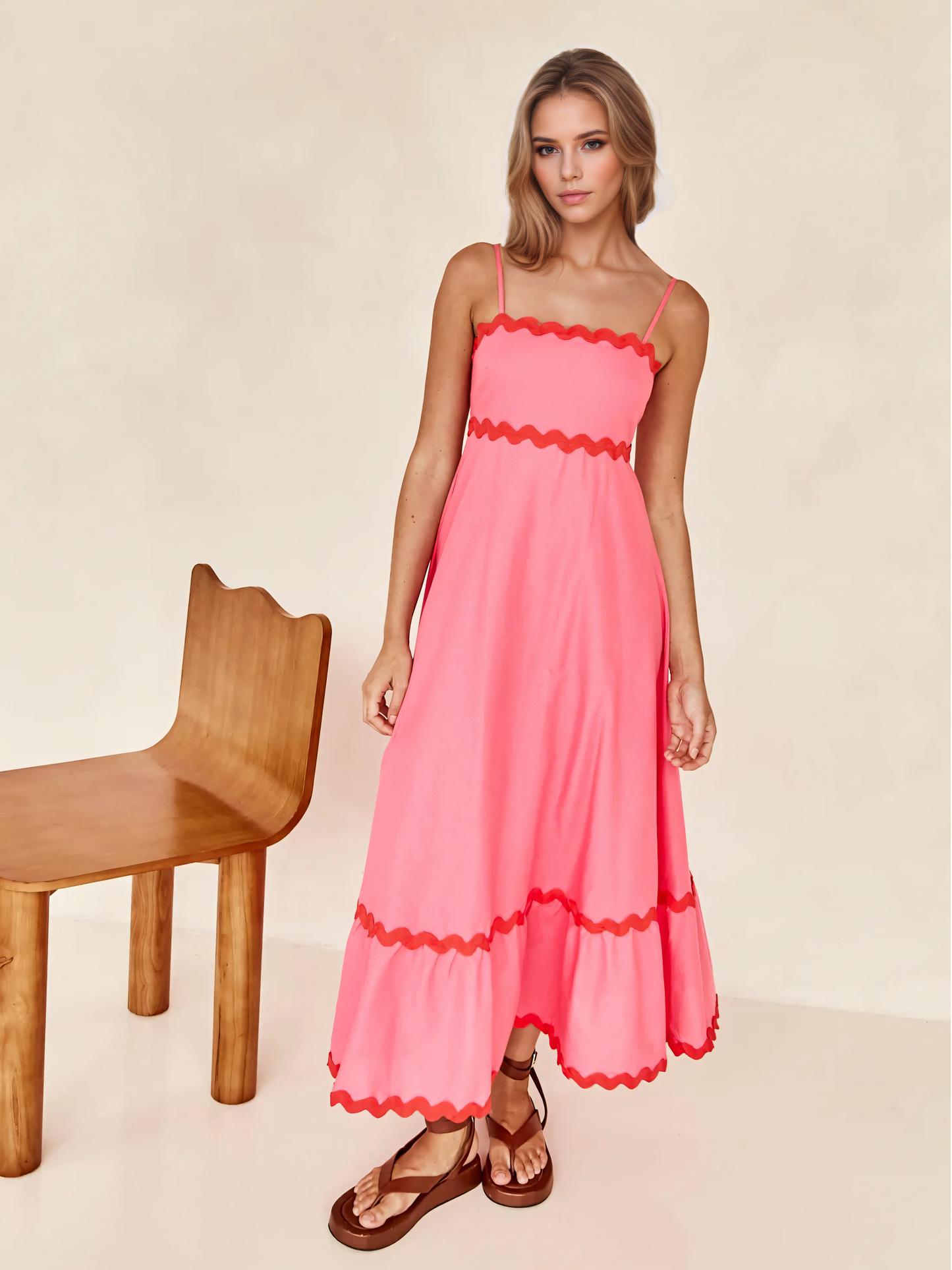 Solid Color Lace Patchwork Over-sized Swing Maxi Dress