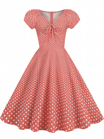 Vintage V-neck Swing Midi Dress