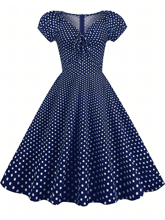 Vintage V-neck Swing Midi Dress