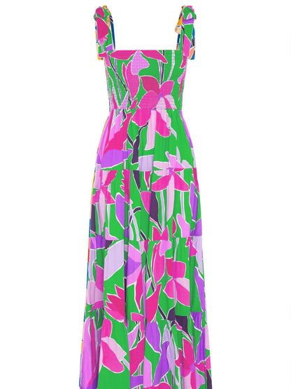 Colorful Print Strap Maxi Dress