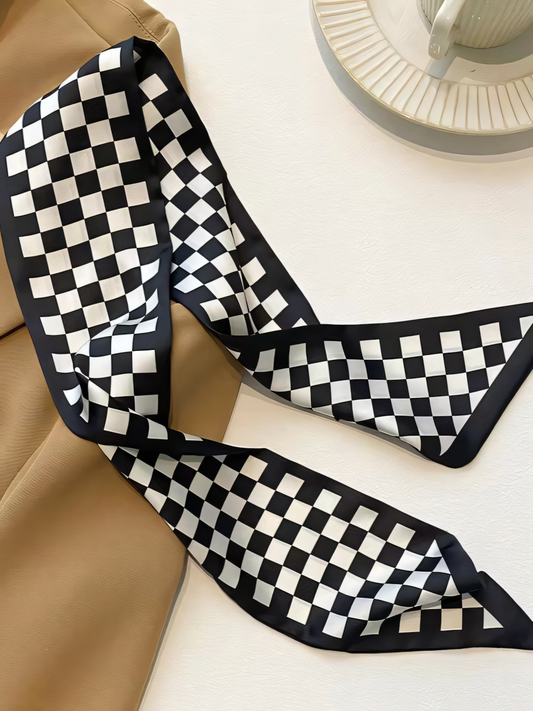 Black Plaid Silk Scarf