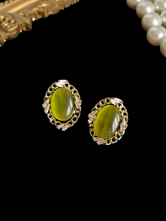 Vintage Oval Green Earrings