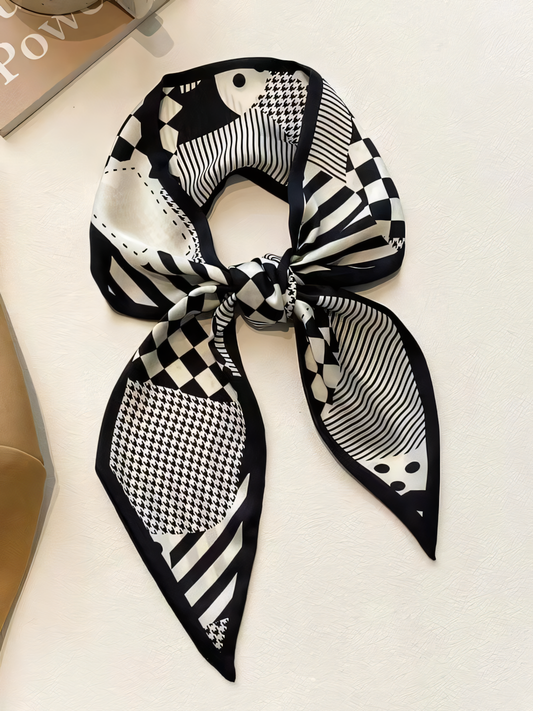 Black Printed Silk Scarf