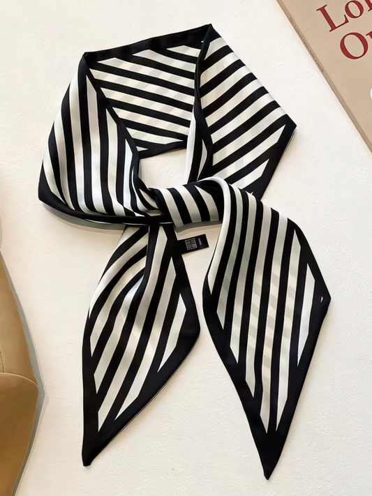 Black Striped Silk Scarf