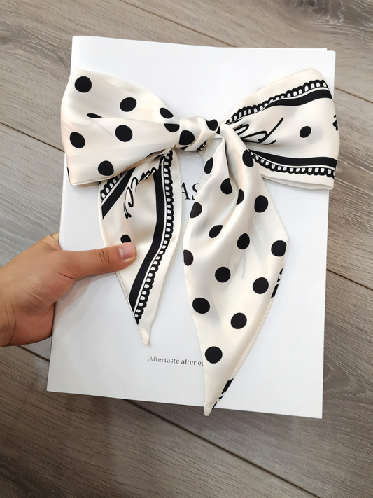 Black Polka Dot Silk Scarf