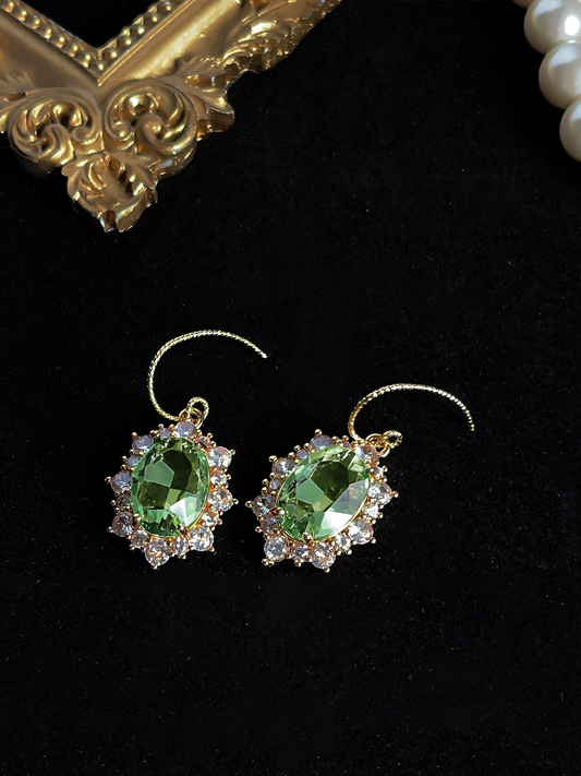 Vintage Green Diamond Earrings