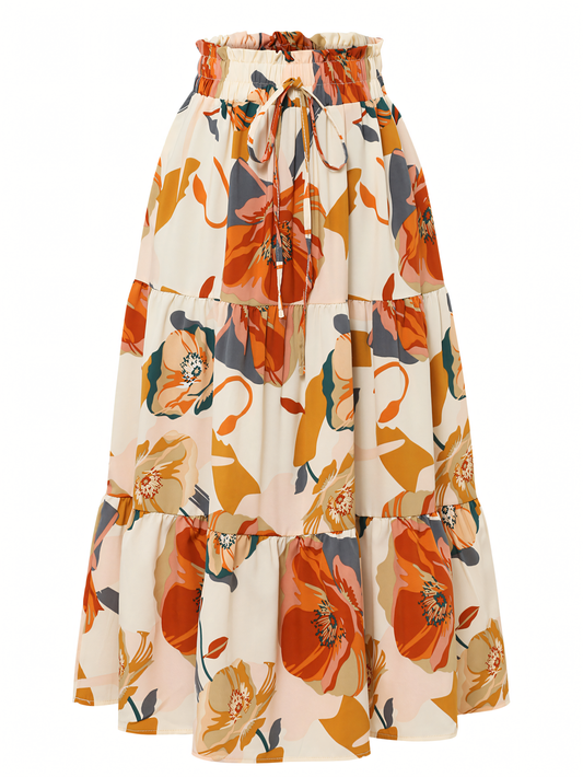 Floral Print Elasticated Waist Skirt