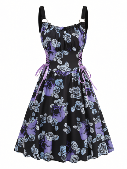Skulls Print  Slip Midi Dress