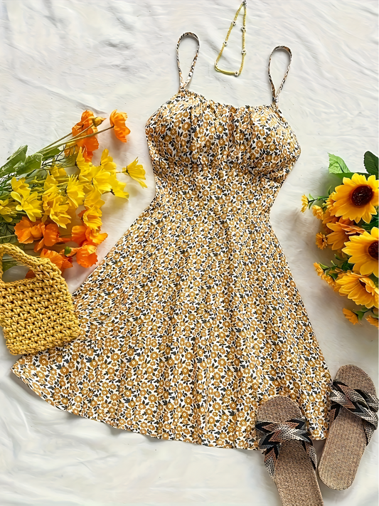 V-neck Floral Slip Mini Dress