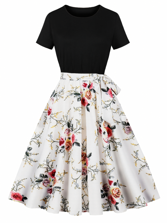 Red Floral  Vintage Midi dress