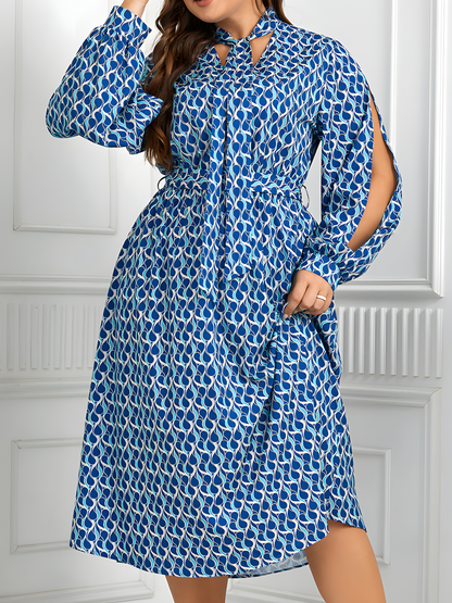 Printed Puff Sleeve Midi Dress