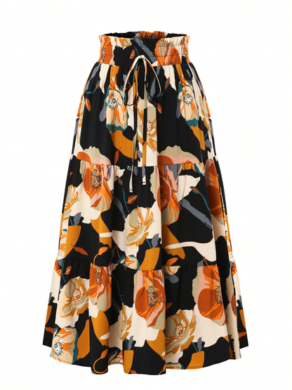 Floral Print Elasticated Waist Skirt