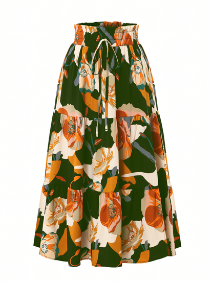 Floral Print Elasticated Waist Skirt