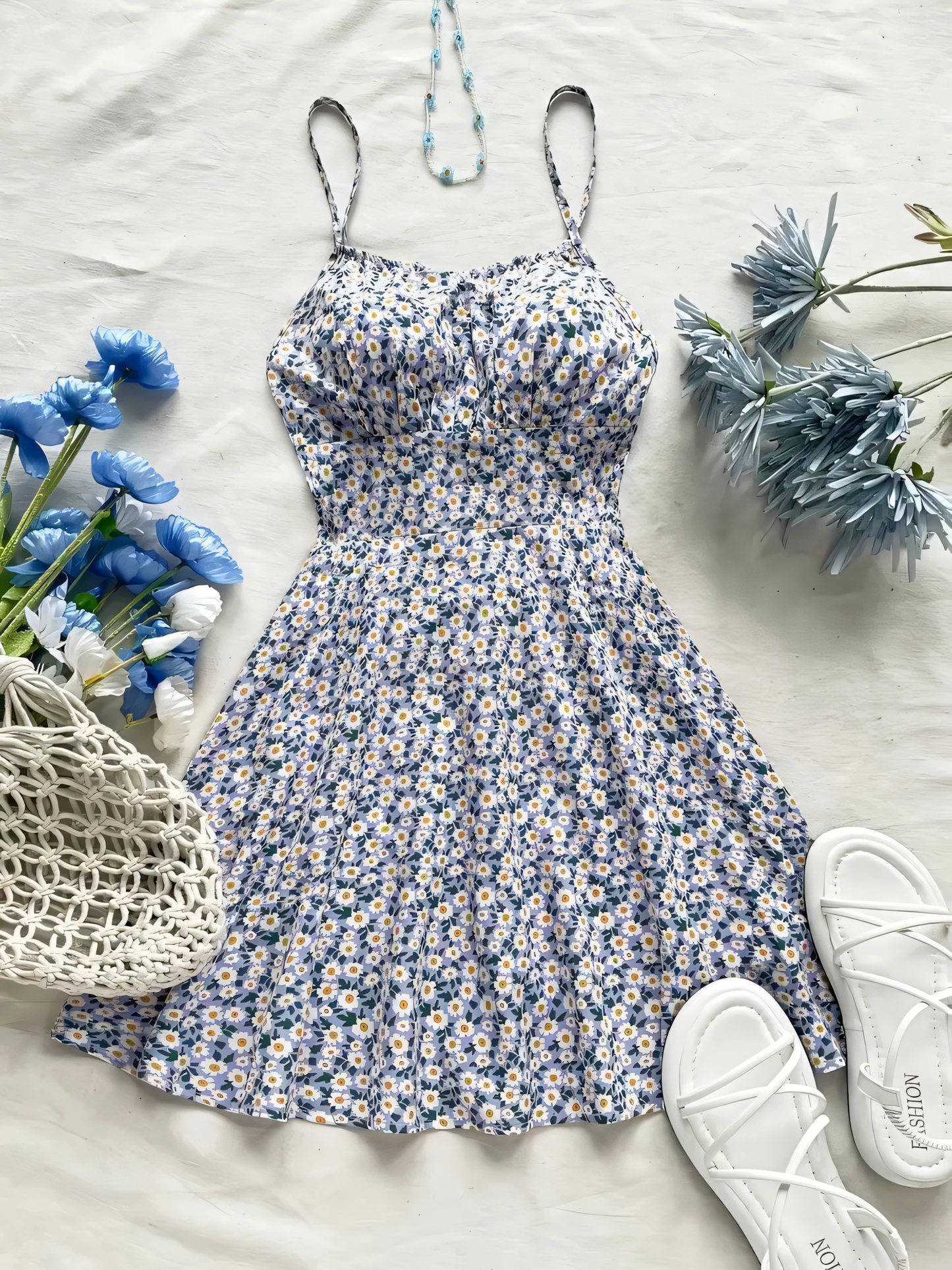 V-neck Floral Slip Mini Dress