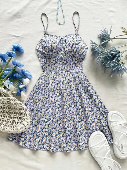 V-neck Floral Slip Mini Dress