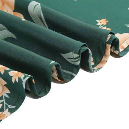 Green Floral Vintage Elegant Midi Dress